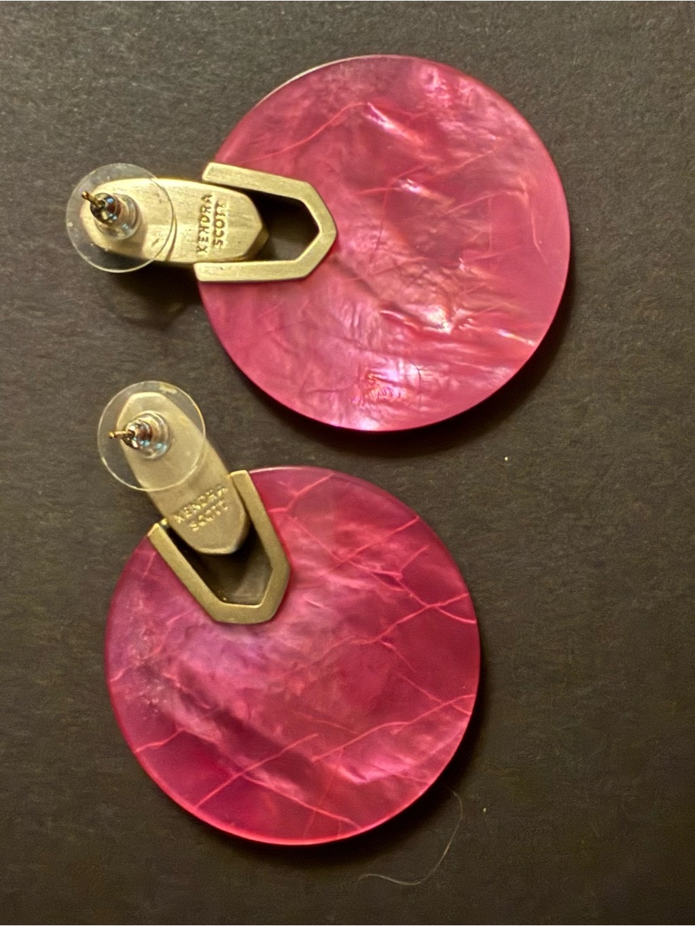 Kendra Scott Gold Accent Pink Round Drop Earrings - Women Accessories